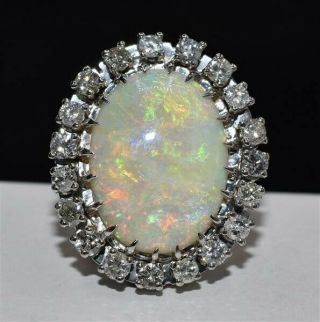 $35,  000 Antique 11.  98ct Australian Crystal Opal & 3.  71ct Diamond Dinner Ring - $99