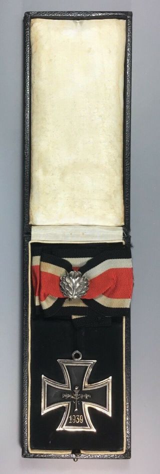 Cased 1957 German Knights Cross Of The Iron Cross With Oakleaves 800 Silver