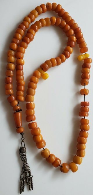 Antique Baltic Amber Islamic Tasbih Prayer Bead Misbaha Butterscotch Eggyolk