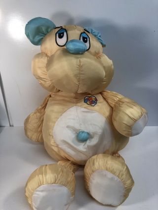 Vtg Jumbo Love Bear Commonwealth 30 " 1986 Yellow Stuffed Plush Puffalump Nylon