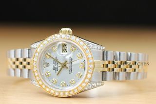 LADIES ROLEX DATEJUST TWO TONE 18K YELLOW GOLD DIAMOND & STEEL QUICKSET WATCH 3