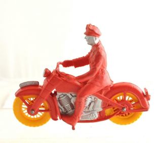 Vintage Auburn Rubber Co.  Toy Policeman On Police Motorcycle Harley Davidson