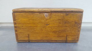 VINTAGE ANTIQUE 1889 SOLID OAK WOOD FOLDING INSTRUMENT TOOL BOX CHEST 8