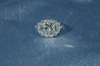 Antique French Art Deco 18k Gold Platinum Old Cut Diamond Ring