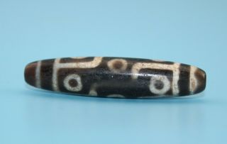 57 13 Mm Antique Dzi Agate Old 9 Eyes Bead From Tibet