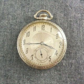 Vintage Hamilton 14k Gold Filled Openface Pocket Watch 17j For Parts/repair