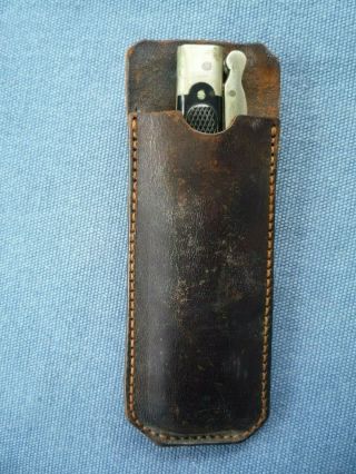 Antique 1903 MSA MARBLE Knife Co.  SAFETY FOLDER w LEATHER SHEATH 10