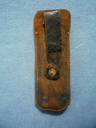 Antique 1903 MSA MARBLE Knife Co.  SAFETY FOLDER w LEATHER SHEATH 11