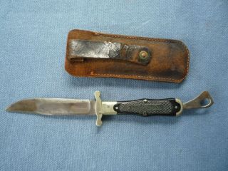 Antique 1903 MSA MARBLE Knife Co.  SAFETY FOLDER w LEATHER SHEATH 2