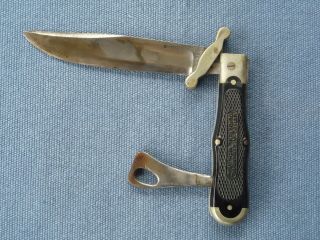 Antique 1903 MSA MARBLE Knife Co.  SAFETY FOLDER w LEATHER SHEATH 3