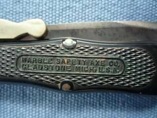 Antique 1903 MSA MARBLE Knife Co.  SAFETY FOLDER w LEATHER SHEATH 5