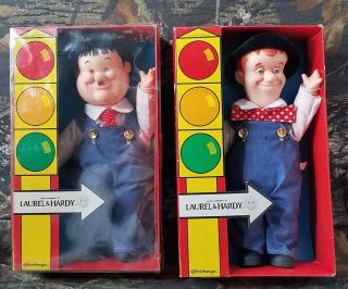 1986 E Goldberger 12 " Inch Laurel & Hardy Doll Set Complete Di