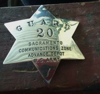 Rare Wwii U.  S.  Sacramento Army Depot Badge " Guard " Rare Military Police