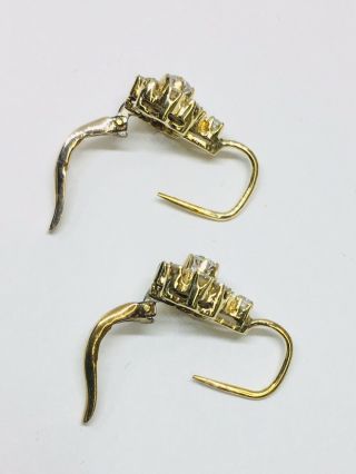 14 Karat Yellow Gold Vintage Diamond Dangling Earrings Halo Style 3