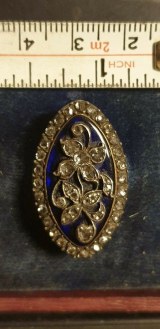 Georgian Brooch With Rough Cut Diamonds And Enamel Gold Back early 19th C. 10