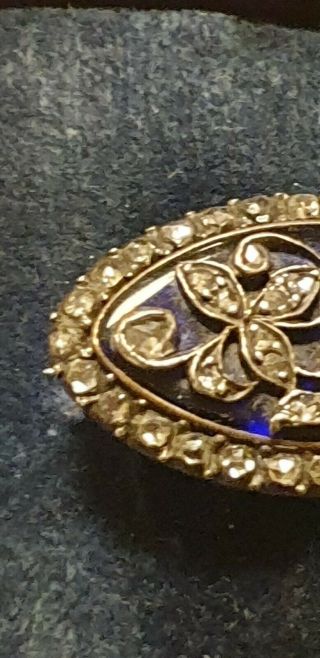 Georgian Brooch With Rough Cut Diamonds And Enamel Gold Back early 19th C. 2