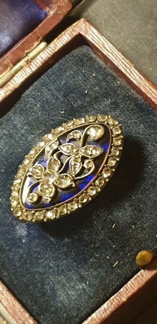 Georgian Brooch With Rough Cut Diamonds And Enamel Gold Back early 19th C. 8