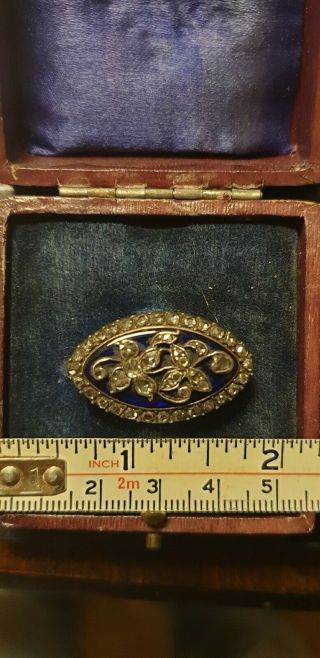 Georgian Brooch With Rough Cut Diamonds And Enamel Gold Back early 19th C. 9
