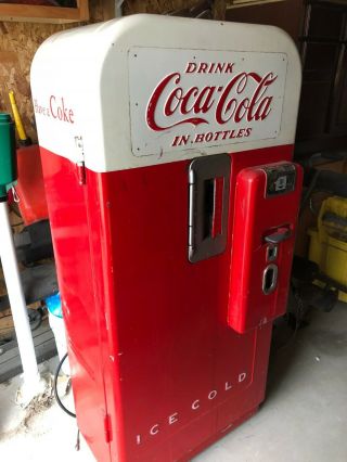 Antique Coke Machine In,  It Cools And Vends,  Owner