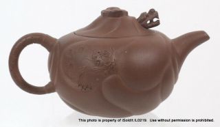 Vintage YIXING POTTERY TEA POT & LID - DRAGON MOTIF w/ STEAM INDICATOR Whistle 4