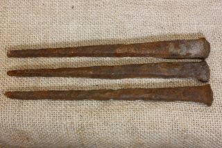 6 " Nails 3 Large Spikes Old Vintage Barn Display Hooks Very Rusty Iron Rustic