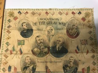 Antique Cloth Souvenir From World War I Heads Of State