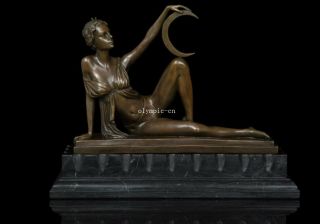 16  Ancient Greek Rome Bronze Art Sculpture Moon Goddess Women Girl Lady Selene