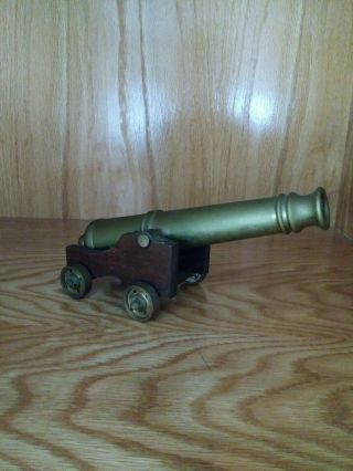 Golden Cannon With Wooden Stand With Wheels,  Civil War Era Style