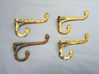 4 Antique Vtg Cast Iron Barn School Acorn Coat Hooks 2 Prong