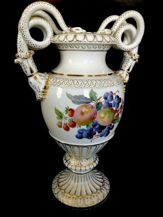 Jumbo Size Antique Meissen Porcelain Snake Urn Masterwork