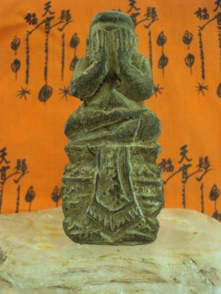Phra Pidta High Base Statue Lp Eam Wat Nhung Luck Charm Thai Buddha Amulet