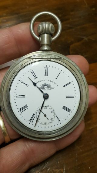 Antique Waltham 18s 7j Open Face Pocket Watch model 1883 Flawless Sun Dial 5