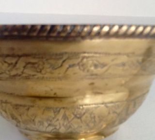 Antique Islamic Brass Bowl & Hand of Hamsa Coin Spoon 8