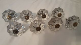 8 Large Pressed Glass Cabinet Knobs Drawer Pulls Old Vintage Farmhouse Salvage