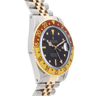 Rolex GMT Master II Rootbeer Auto Steel Gold Mens Bracelet Watch Date 16713 4