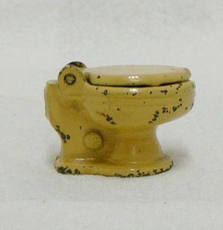 Antique Cast Iron Toy Yellow Toilet