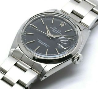 ♛ Rolex Oyster Perpetual Date 1500 Vintage 63 Steel Grey Dial Automatic Watch ♛