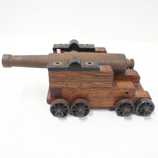 Vintage Wooden And Brass Civil War Style Toy Vehicle 449