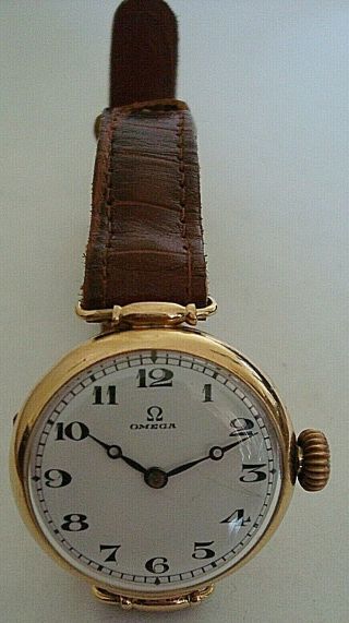 Vintage Extremely Rare Ww1 18 Ct Gold Omega Officers Wrist Watch Dated 1916
