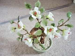 Chinese Glass Bonsai Tree,  Flower Tree Ornament