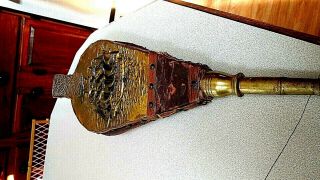 Vintage Bellows Wood,  Leather,  Brass,  With Clipper Ship England