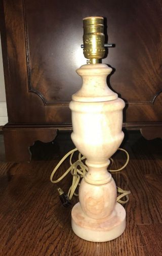 Antique Carved Alabaster Lamp 11 1/2” Tall