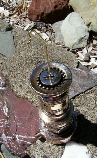 Vintage Elkhart Brass Fire Hose Nozzle - Pocket Watch Stand - CA Fire Fighters 7