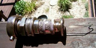 Vintage Elkhart Brass Fire Hose Nozzle - Pocket Watch Stand - CA Fire Fighters 8