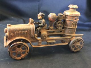 Old Vtg Collectible Cast Iron Toy Steam Fire Engine Hubley? Style Vehicle