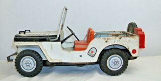 POLICE PATROL WHITE WILLY;S JEEP IN WHITE TIN FRICTION TOY CAR JAPAN 2
