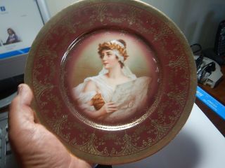 Royal Vienna Hand Painted Porcelain Cabinet Plate Of A Portrait,  Beehive Mark