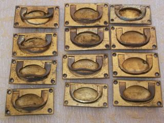 Set Of 12 Antique/vintage Style Brass Military Insert /flush Handles