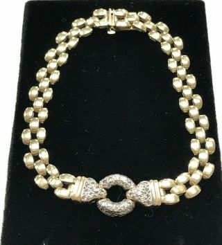 UNIQUE Vintage 14K Yellow Gold DIAMOND Circle Panther Link Bracelet 10.  2 Grams 4