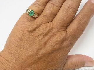 1.  10ct Natural Emerald 0.  84ctw Fine Trillion Diamond Ring 14k Gold Vintage 6.  5 11